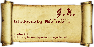 Gladovszky Ménás névjegykártya